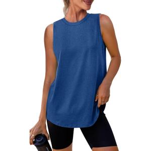Womens Workout Tank Tops Lightweight Sleeveless Shirts for Women Loose Fit Tops for Athletic Running Tennis Yoga(Blue Forest)