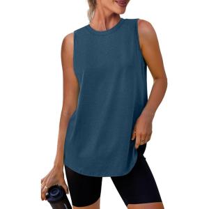 Womens Workout Tank Tops Lightweight Sleeveless Shirts for Women Loose Fit Tops for Athletic Running Tennis Yoga(Dark Blue)