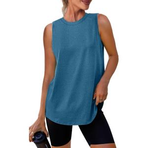 Womens Workout Tank Tops Lightweight Sleeveless Shirts for Women Loose Fit Tops for Athletic Running Tennis Yoga(Deep Blue)
