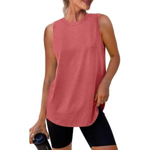 Womens Workout Tank Tops Lightweight Sleeveless Shirts for Women Loose Fit Tops for Athletic Running Tennis Yoga(Red)