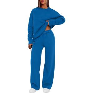 XIEERDUO Sweatsuits Women 2 Piece Outfit Matching Lounge Sets Fall Outfits 2025 Fashion Clothing Crewneck Track Suits(Blue)