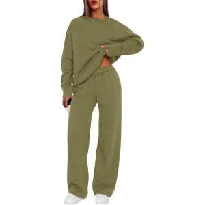 XIEERDUO Sweatsuits Women 2 Piece Outfit Matching Lounge Sets Fall Outfits 2025 Fashion Clothing Crewneck Track Suits(Grey Green)