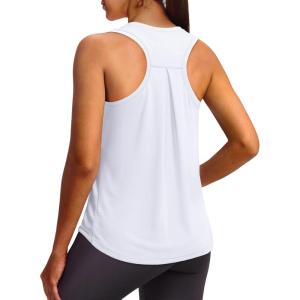 XIEERDUO Tank Top for Women Racerback Sleeveless Workout Tops Loose Fit Yoga Running Gym Shirts for Women(White)