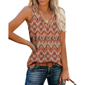 XIEERDUO Tank Tops for Women V Neck Summer Outfits Side Slit Sleeveless Shirts Loose Fit 2025 Fashion(09 Floral 01)