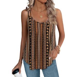 XIEERDUO Womens Tank Tops Spaghetti Strap Camisoles Eyelet Embroidery Scoop Neck Tops(Boho)