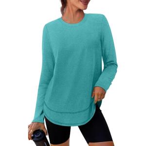 XIEERDUO Women’s Workout Tops Long Sleeve Quick Dry UPF 50+ Sun Protection Shirts for Hiking Running S-3XL(04 Aqua)