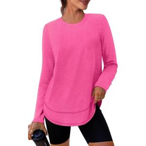 XIEERDUO Women’s Workout Tops Long Sleeve Quick Dry UPF 50+ Sun Protection Shirts for Hiking Running S-3XL(15 Hot Pink)