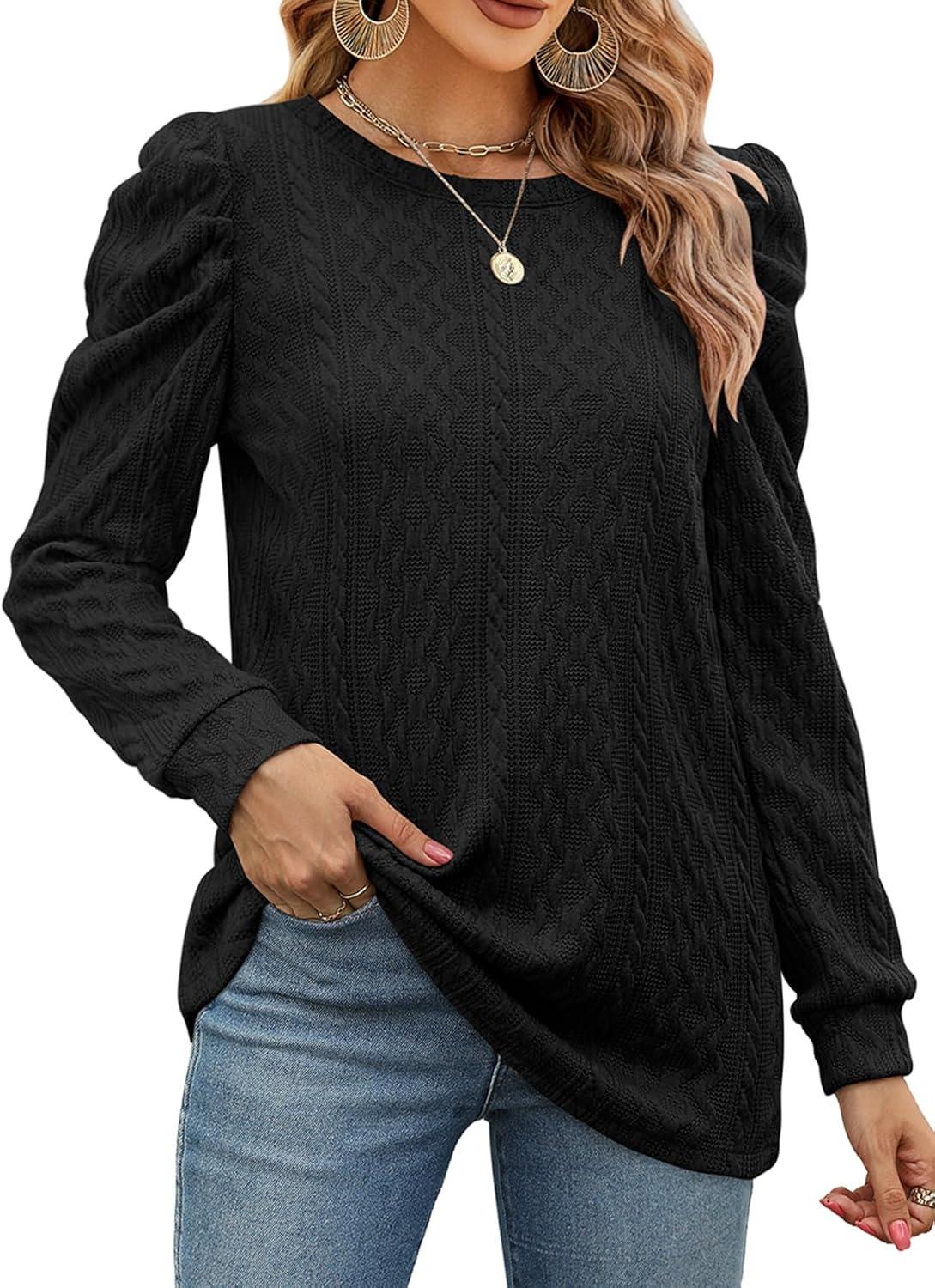 imageLadies Sweaters for Fall Black Tunic Sweaters Trendy Business Casual Tops Loose Fit L