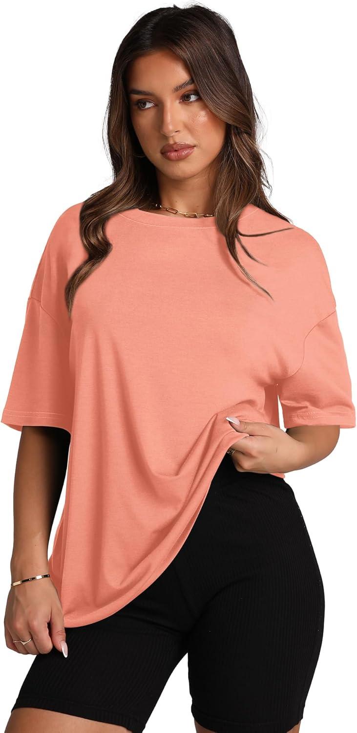 imageOversized T Shirts for Women Summer Crewneck Short Sleeve Basic Tops Loose FitEcoral