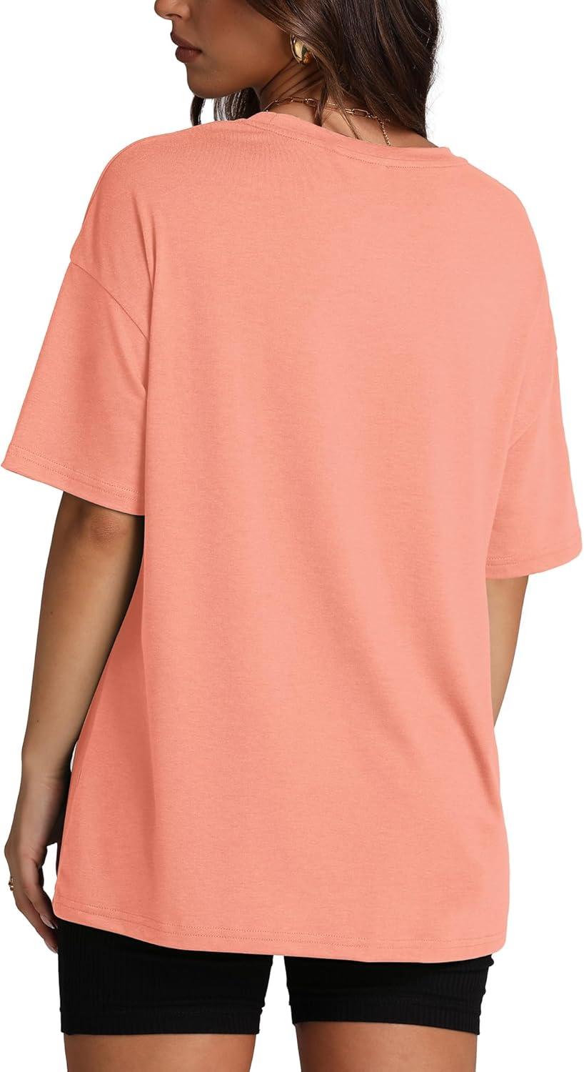 imageOversized T Shirts for Women Summer Crewneck Short Sleeve Basic Tops Loose FitEcoral