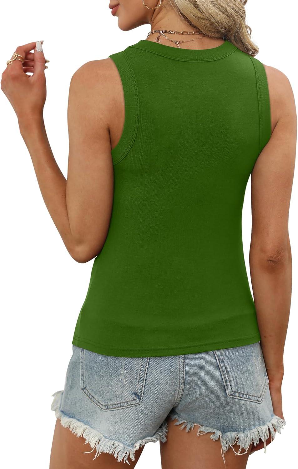 imagePlus Size Tops for Women Fashion High Neck Racerback Workout Solid Color Undershirt Shirts Black White Green 2XL