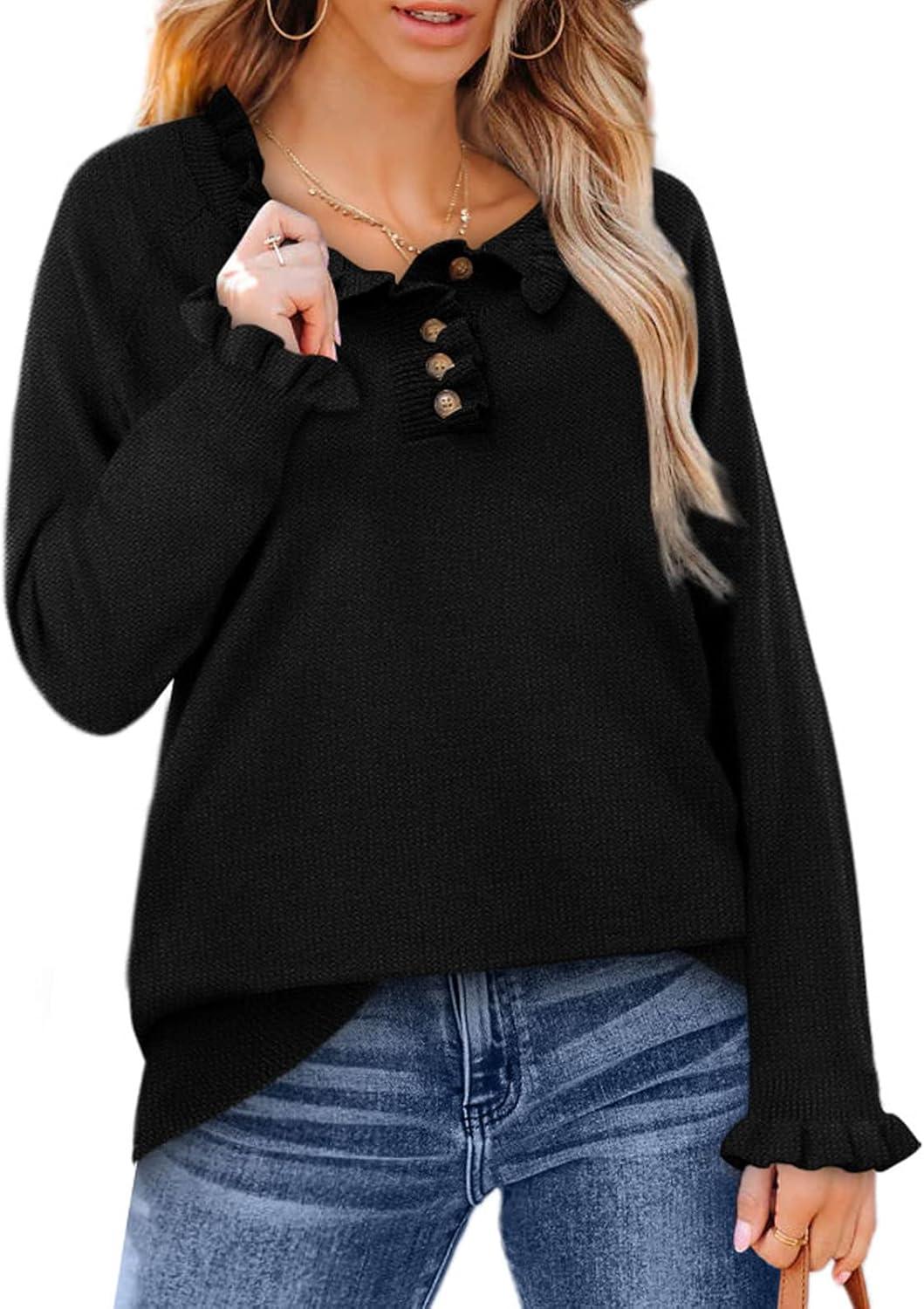 imageWomens Oversized Sweater 2023 Casual Fall Crewneck Long Sleeve Loose Fit Ribbed Knit Pullover Tops