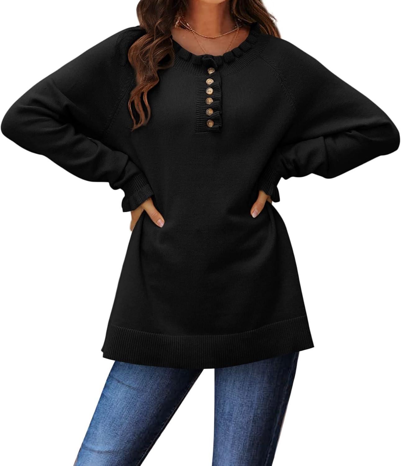 imageWomens Oversized Sweater 2023 Casual Fall Crewneck Long Sleeve Loose Fit Ribbed Knit Pullover Tops