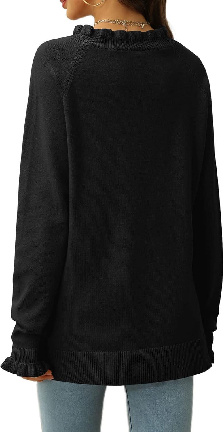 imageWomens Oversized Sweater 2023 Casual Fall Crewneck Long Sleeve Loose Fit Ribbed Knit Pullover Tops