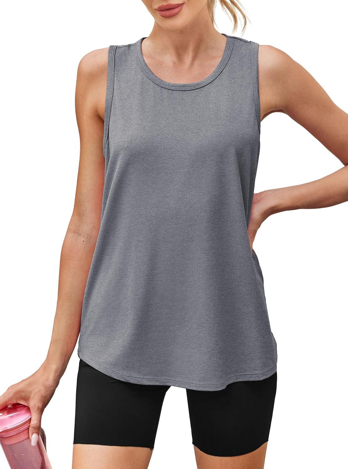 imageWomens Workout Tops Sleeveless Racerback Lightweight Active Tennis Yoga Shirts Athletic Running Tank Top for WomenGrey