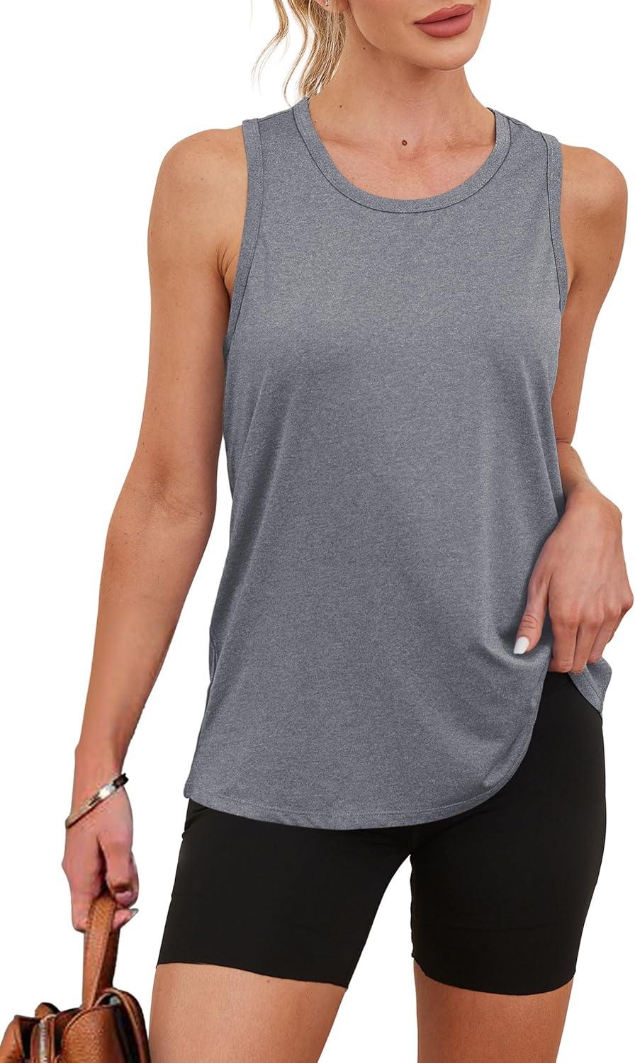 imageWomens Workout Tops Sleeveless Racerback Lightweight Active Tennis Yoga Shirts Athletic Running Tank Top for WomenGrey