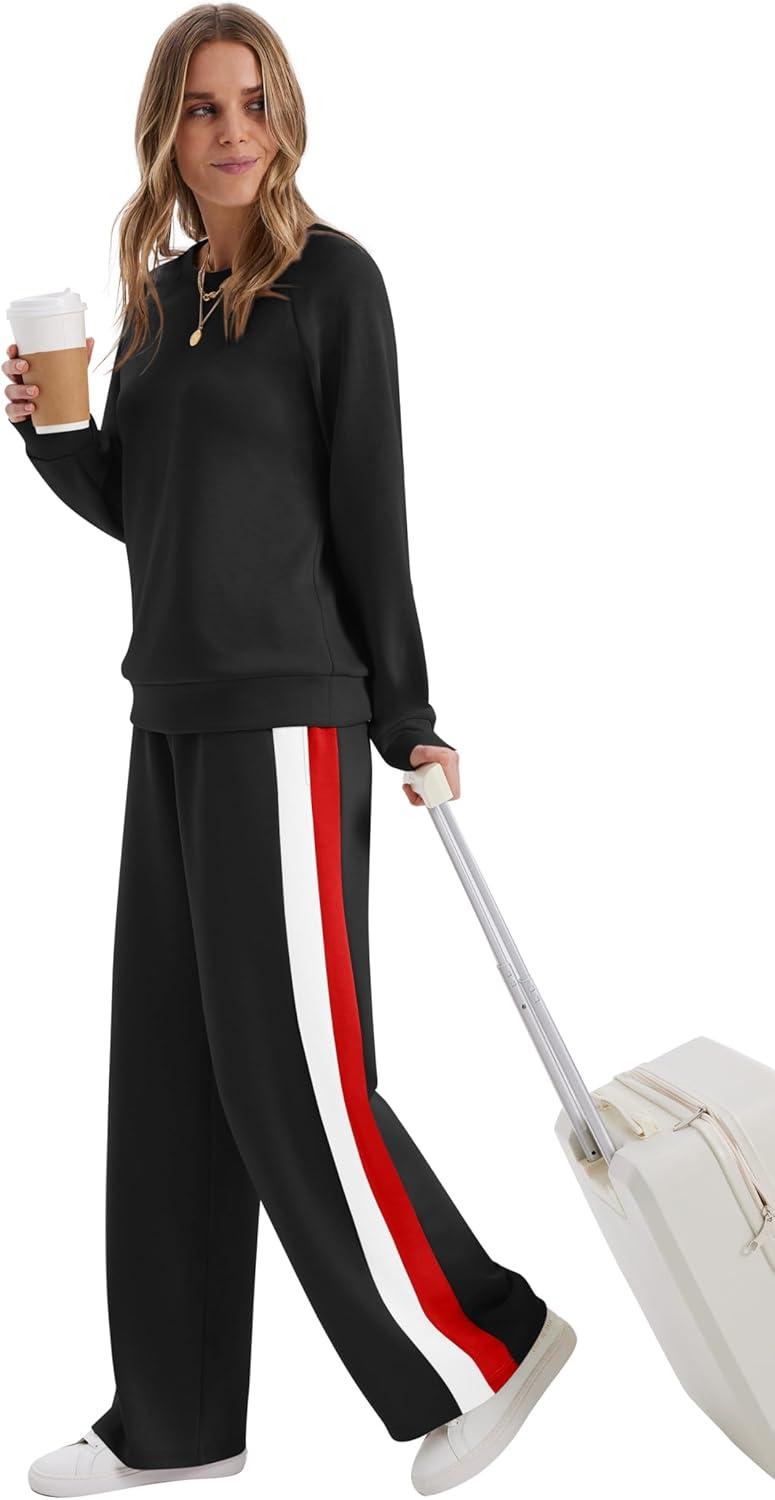 imageXIEERDUO 2 Piece Sets for Women Fall Fashion Must Have Teachers Airport Outfits 2025 Winter Clothing Lounge Sets SweatsuitsAblack