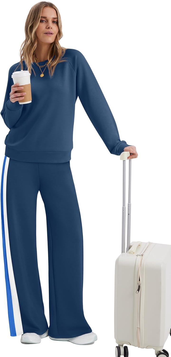 imageXIEERDUO 2 Piece Sets for Women Fall Fashion Must Have Teachers Airport Outfits 2025 Winter Clothing Lounge Sets SweatsuitsCnavy