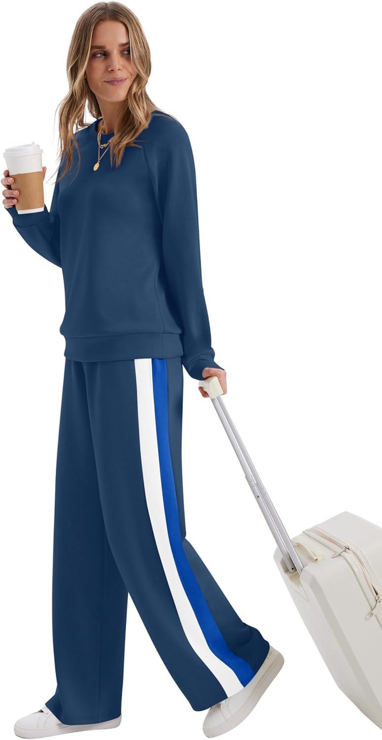 imageXIEERDUO 2 Piece Sets for Women Fall Fashion Must Have Teachers Airport Outfits 2025 Winter Clothing Lounge Sets SweatsuitsCnavy