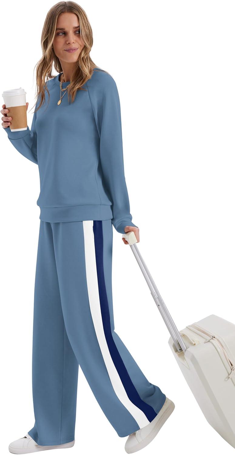 imageXIEERDUO 2 Piece Sets for Women Fall Fashion Must Have Teachers Airport Outfits 2025 Winter Clothing Lounge Sets SweatsuitsDblue