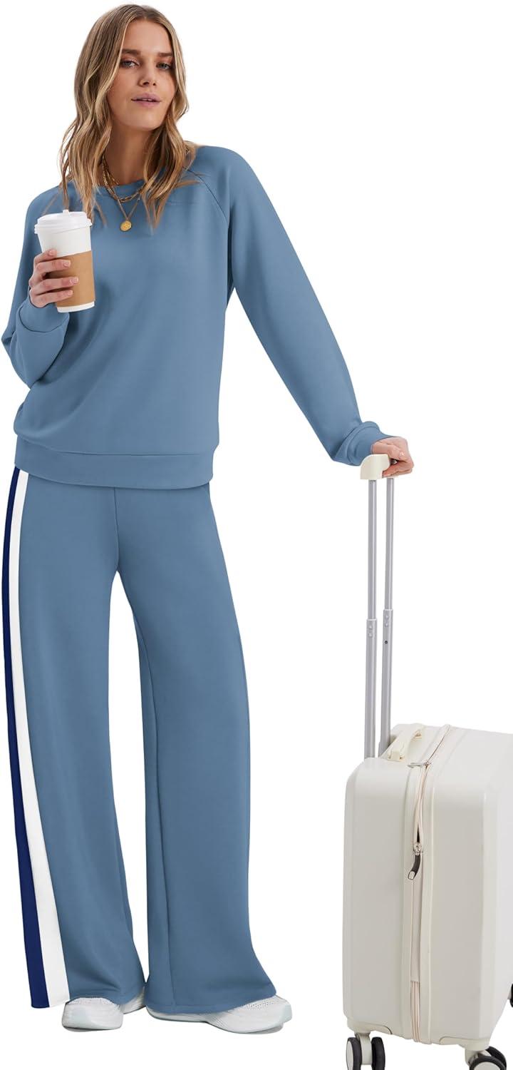 imageXIEERDUO 2 Piece Sets for Women Fall Fashion Must Have Teachers Airport Outfits 2025 Winter Clothing Lounge Sets SweatsuitsDblue