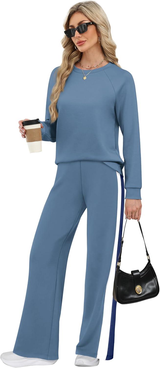 imageXIEERDUO 2 Piece Sets for Women Fall Fashion Must Have Teachers Airport Outfits 2025 Winter Clothing Lounge Sets SweatsuitsDblue