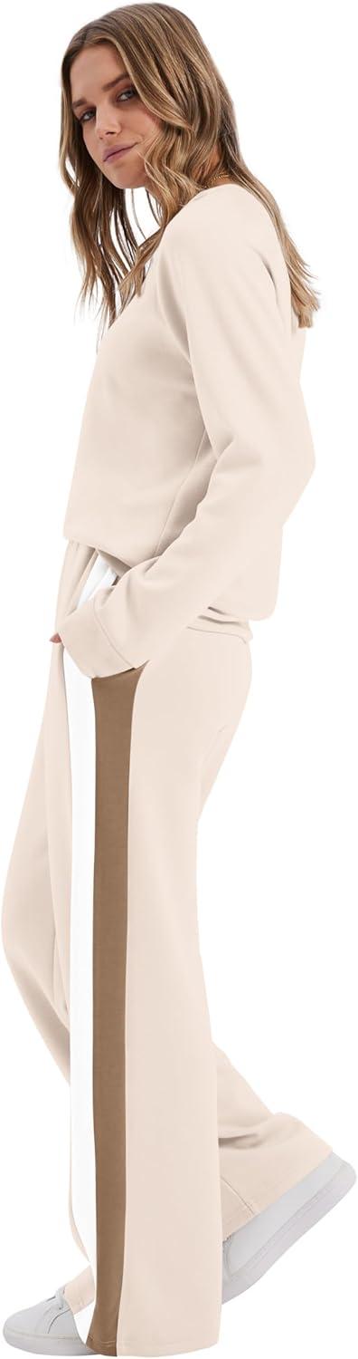 imageXIEERDUO 2 Piece Sets for Women Fall Fashion Must Have Teachers Airport Outfits 2025 Winter Clothing Lounge Sets SweatsuitsDcream