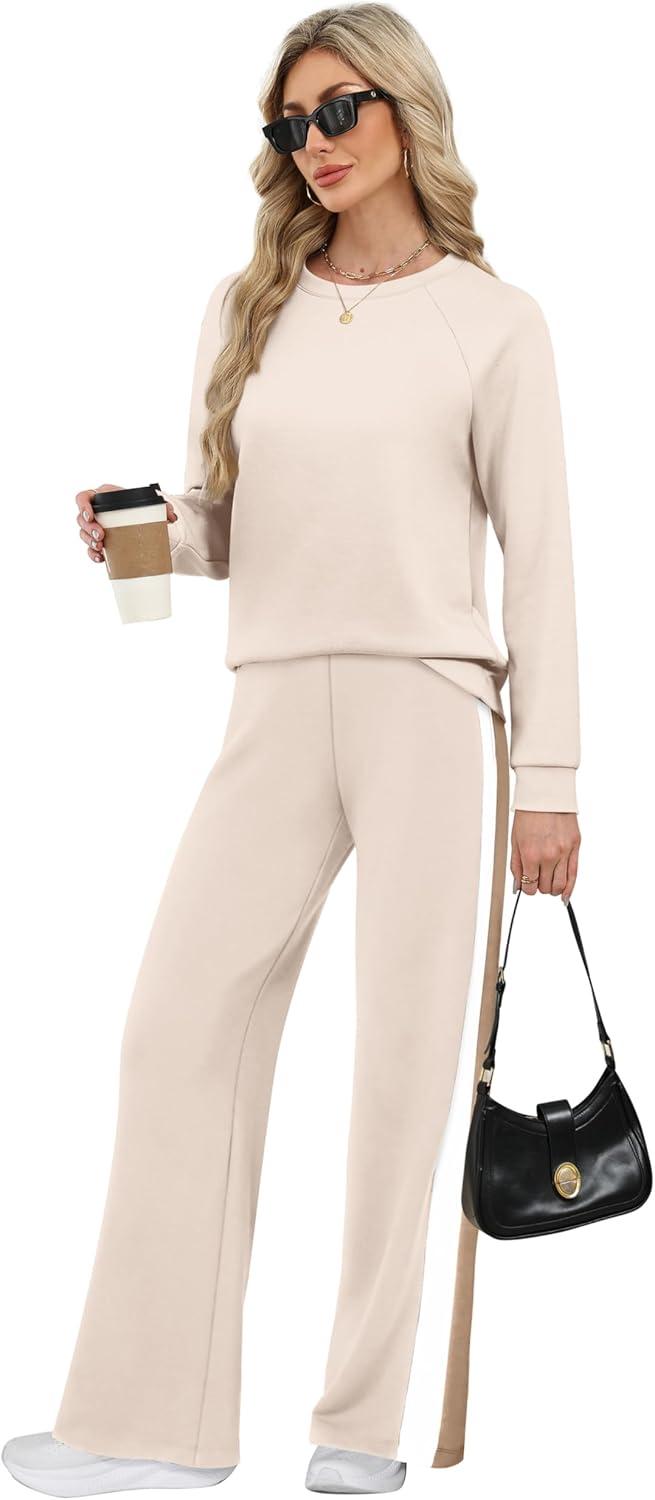 imageXIEERDUO 2 Piece Sets for Women Fall Fashion Must Have Teachers Airport Outfits 2025 Winter Clothing Lounge Sets SweatsuitsDcream