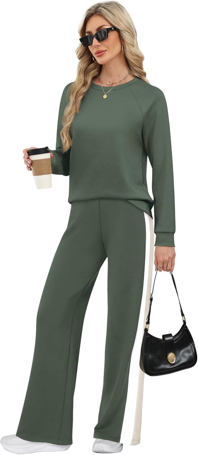 imageXIEERDUO 2 Piece Sets for Women Fall Fashion Must Have Teachers Airport Outfits 2025 Winter Clothing Lounge Sets SweatsuitsEgreen