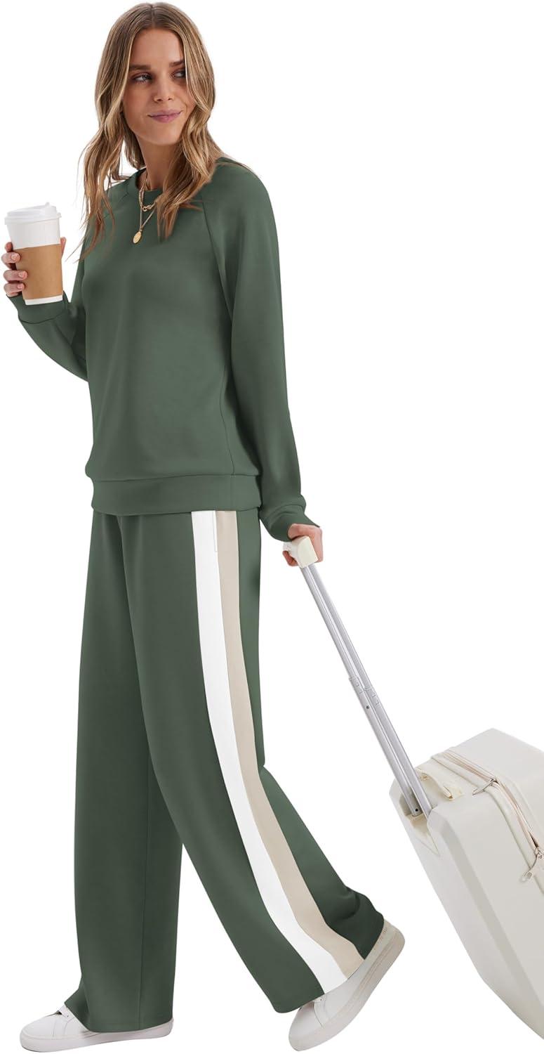 imageXIEERDUO 2 Piece Sets for Women Fall Fashion Must Have Teachers Airport Outfits 2025 Winter Clothing Lounge Sets SweatsuitsEgreen