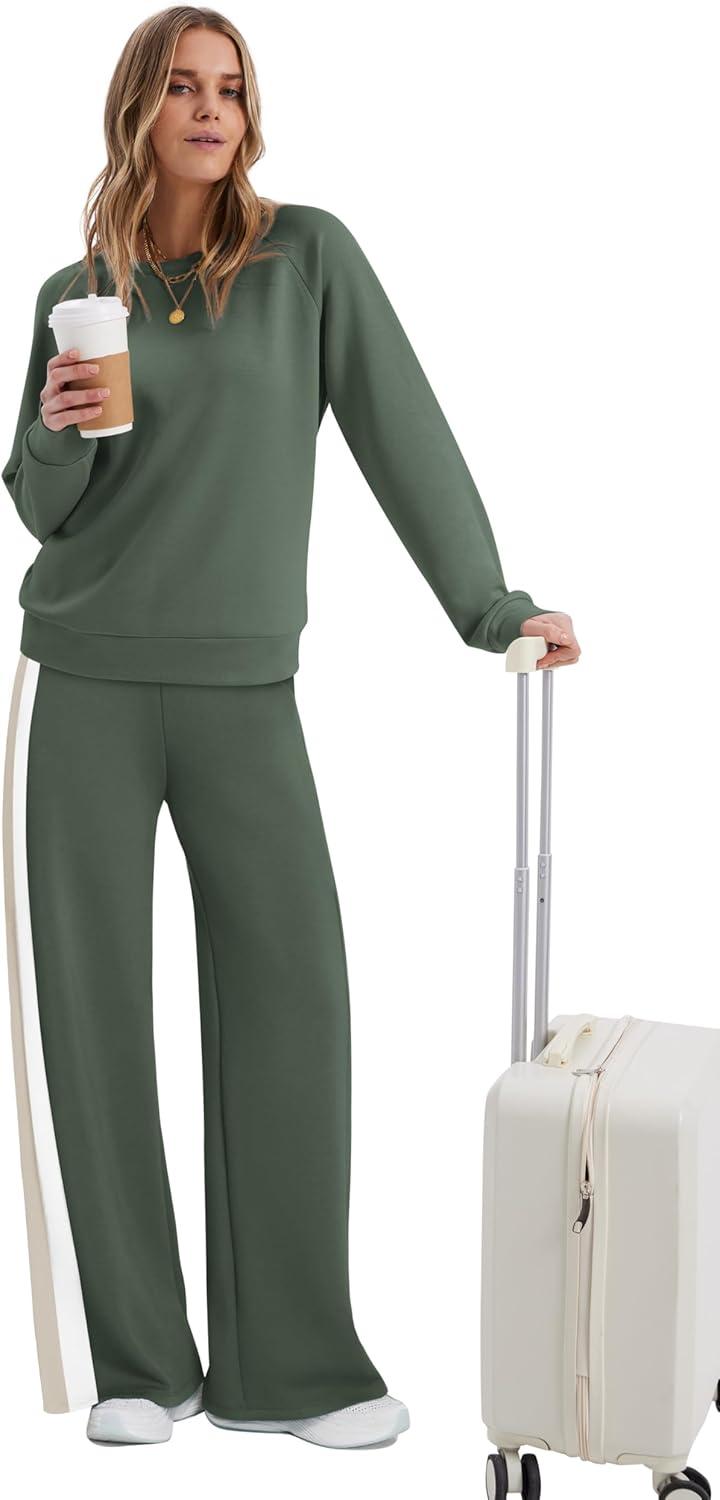 imageXIEERDUO 2 Piece Sets for Women Fall Fashion Must Have Teachers Airport Outfits 2025 Winter Clothing Lounge Sets SweatsuitsEgreen