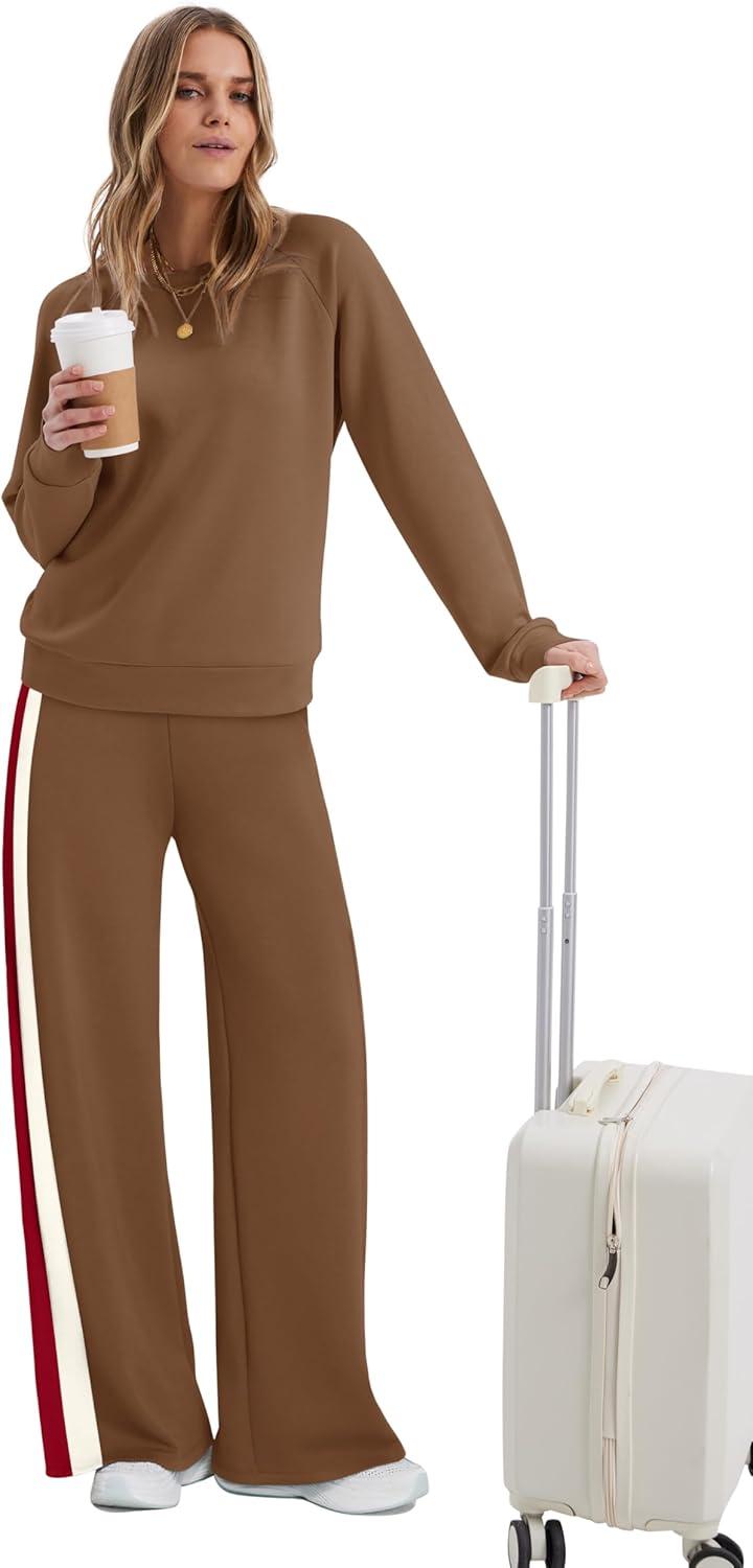 imageXIEERDUO 2 Piece Sets for Women Fall Fashion Must Have Teachers Airport Outfits 2025 Winter Clothing Lounge Sets SweatsuitsGcaramel