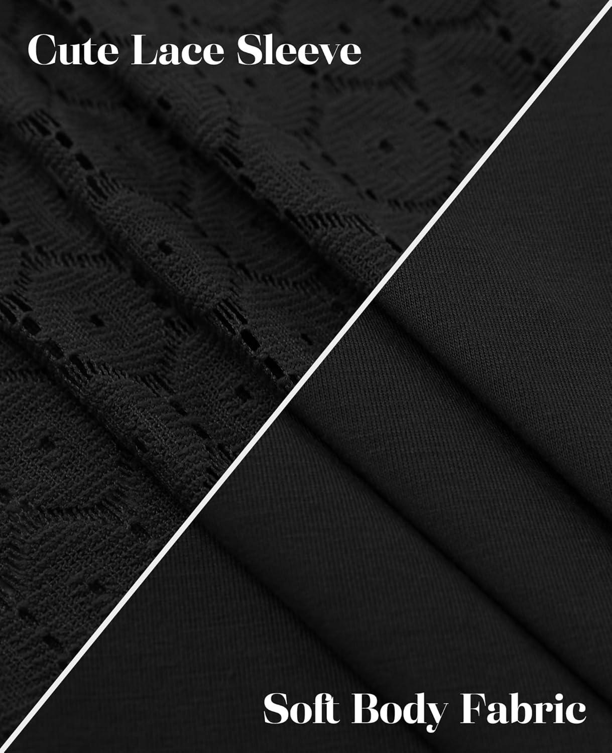 imageXIEERDUO 34 Length Sleeve Womens Tops VNeck Lace Tunic Tops Business Casual Blouses 2025Black