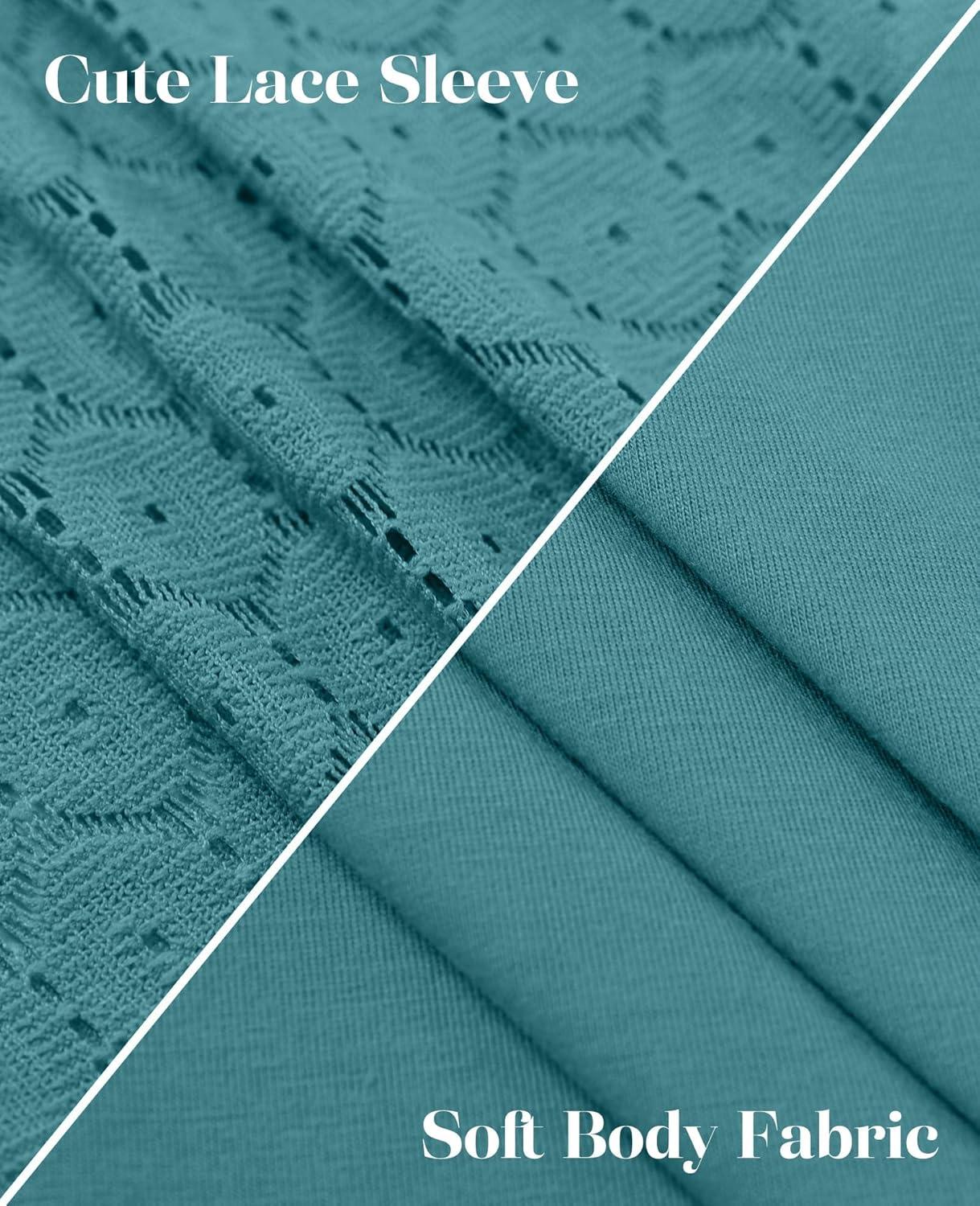 imageXIEERDUO 34 Length Sleeve Womens Tops VNeck Lace Tunic Tops Business Casual Blouses 2025Blue Green