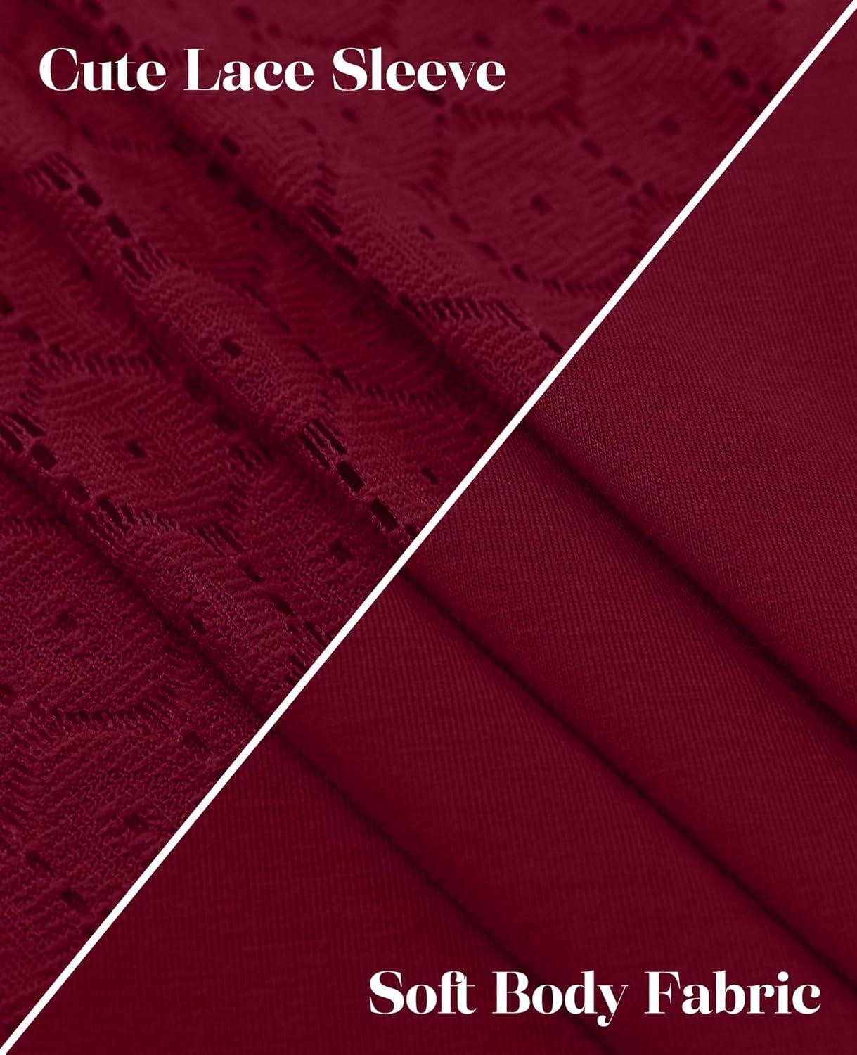 imageXIEERDUO 34 Length Sleeve Womens Tops VNeck Lace Tunic Tops Business Casual Blouses 2025Burgundy