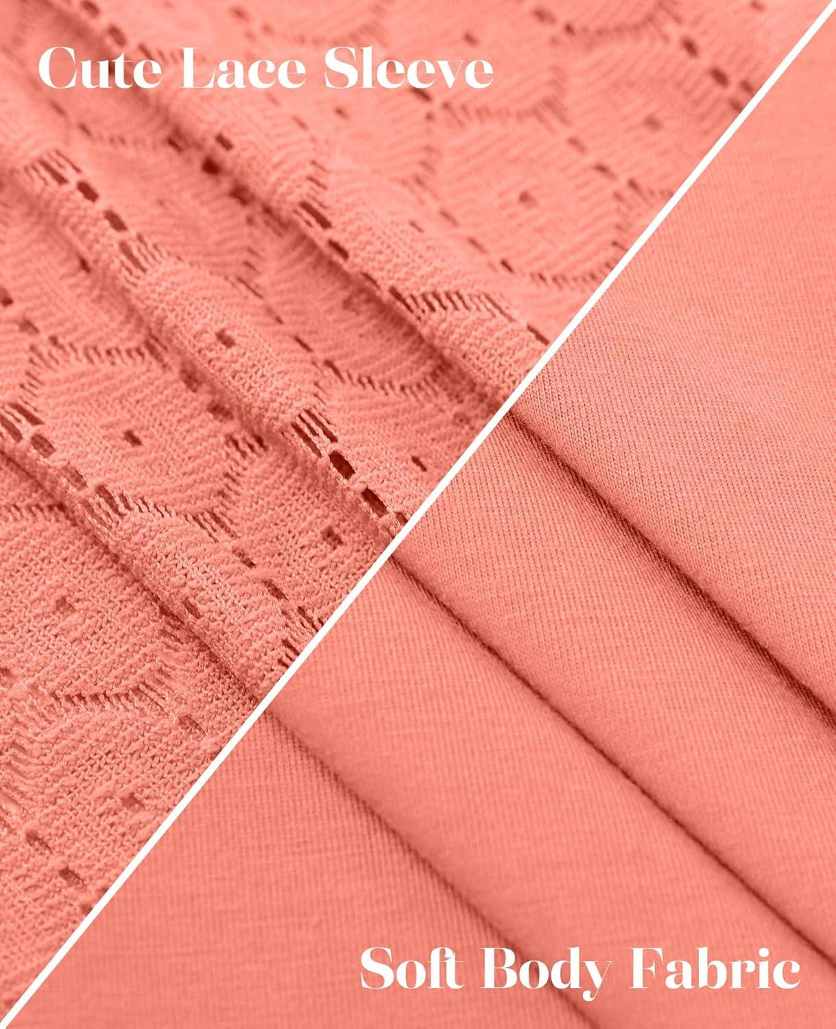 imageXIEERDUO 34 Length Sleeve Womens Tops VNeck Lace Tunic Tops Business Casual Blouses 2025Coral