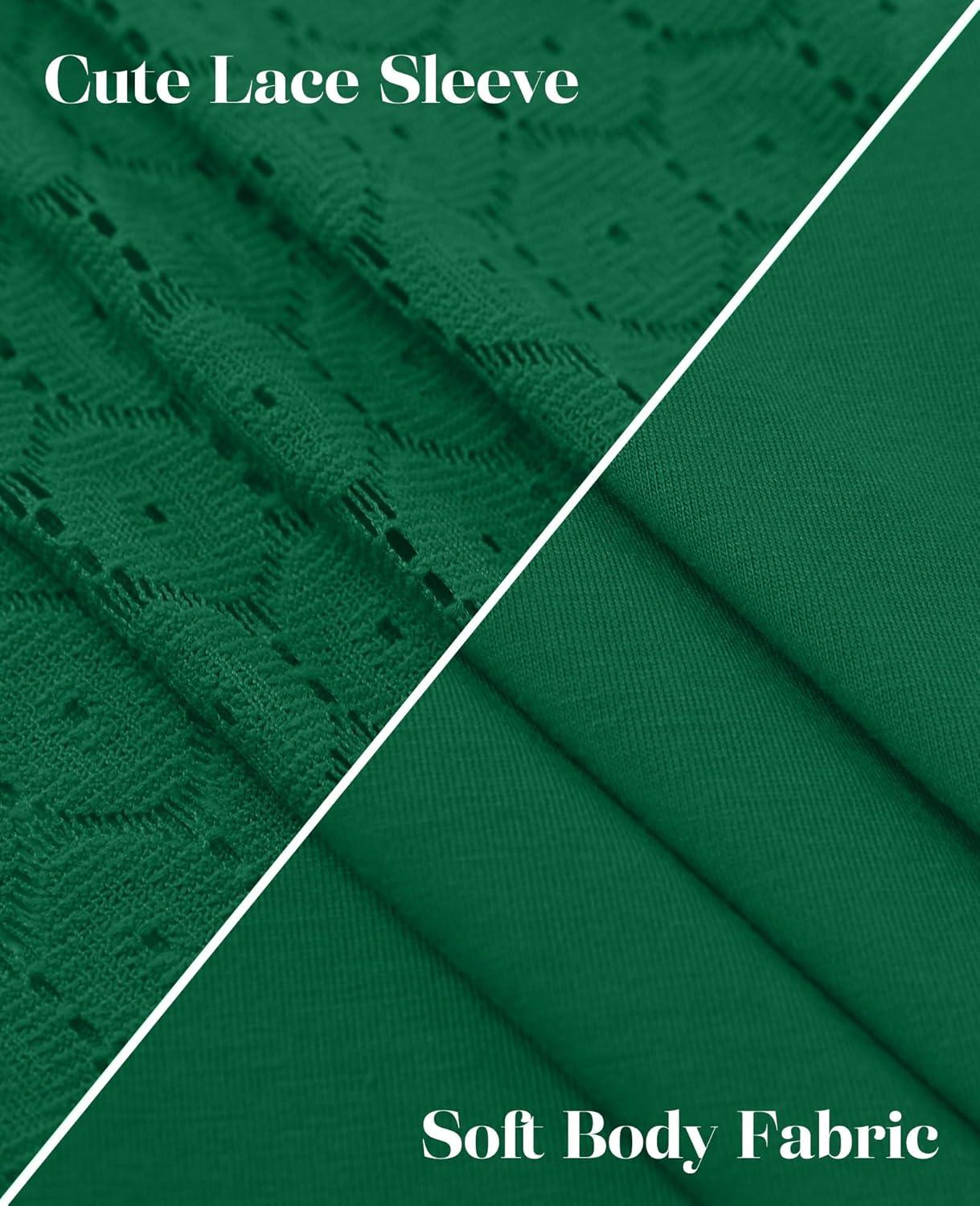 imageXIEERDUO 34 Length Sleeve Womens Tops VNeck Lace Tunic Tops Business Casual Blouses 2025Green