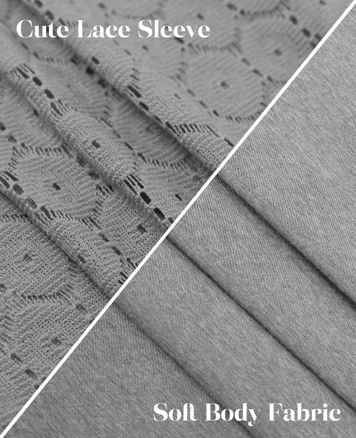 imageXIEERDUO 34 Length Sleeve Womens Tops VNeck Lace Tunic Tops Business Casual Blouses 2025Grey