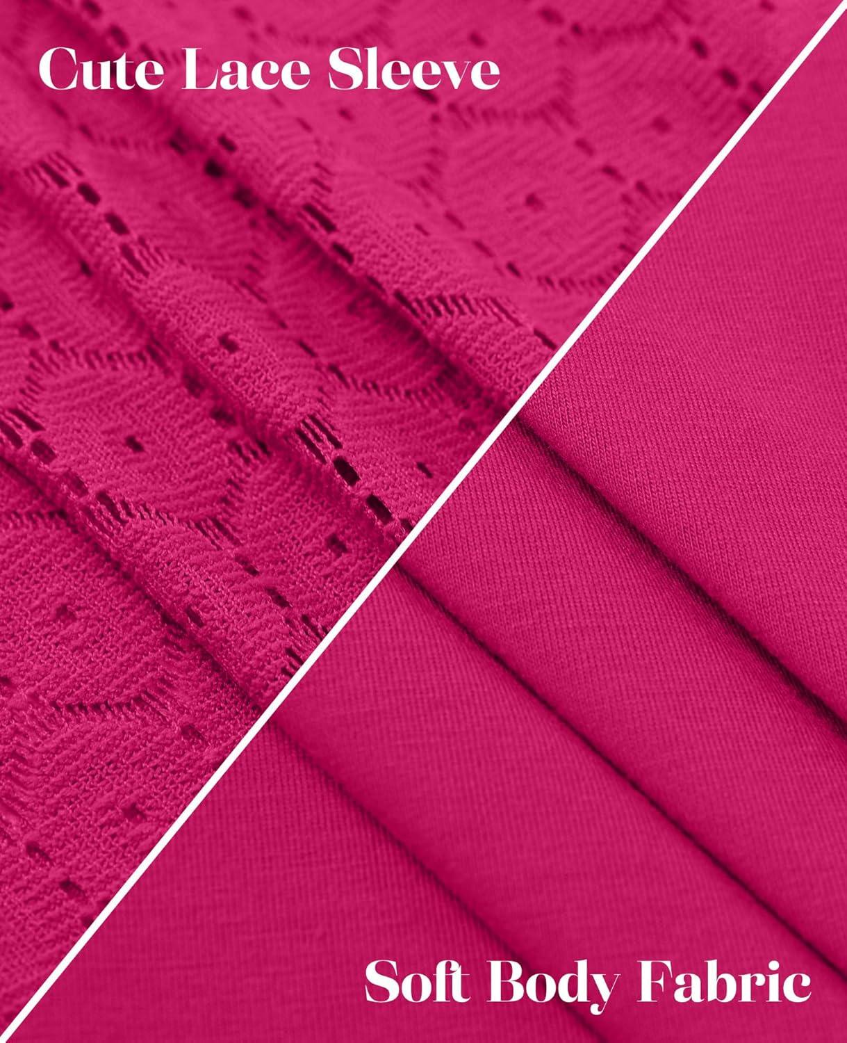 imageXIEERDUO 34 Length Sleeve Womens Tops VNeck Lace Tunic Tops Business Casual Blouses 2025Hot Pink