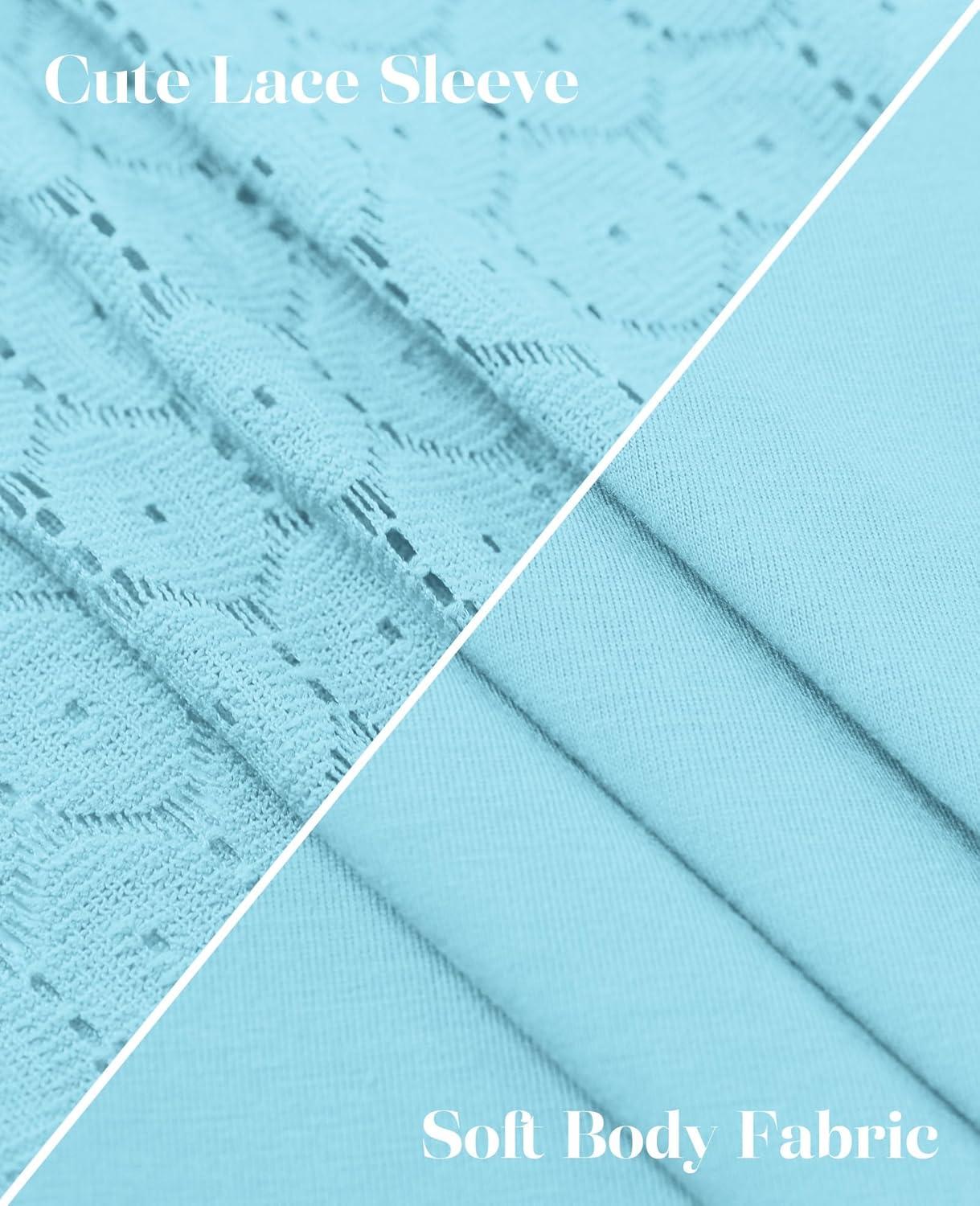 imageXIEERDUO 34 Length Sleeve Womens Tops VNeck Lace Tunic Tops Business Casual Blouses 2025Light Blue