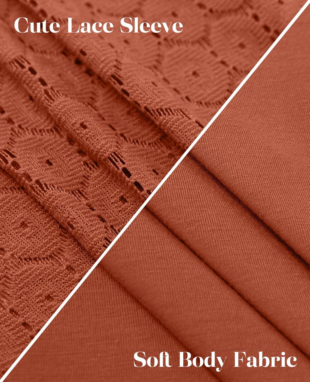 imageXIEERDUO 34 Length Sleeve Womens Tops VNeck Lace Tunic Tops Business Casual Blouses 2025Maple