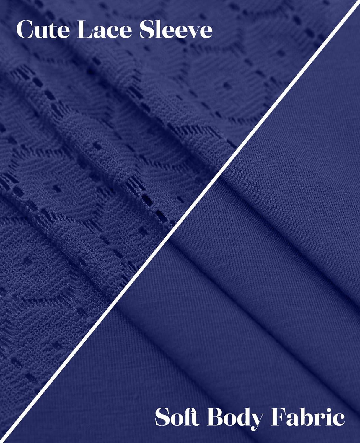 imageXIEERDUO 34 Length Sleeve Womens Tops VNeck Lace Tunic Tops Business Casual Blouses 2025Navy Blue