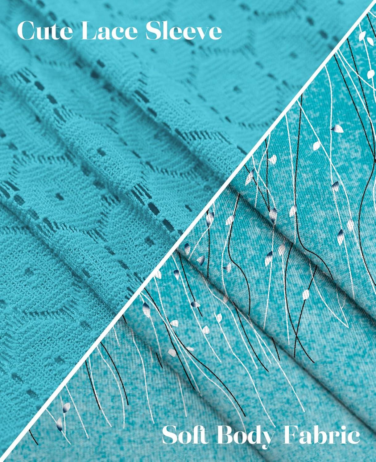 imageXIEERDUO 34 Length Sleeve Womens Tops VNeck Lace Tunic Tops Business Casual Blouses 2025Patternedblue Ombre