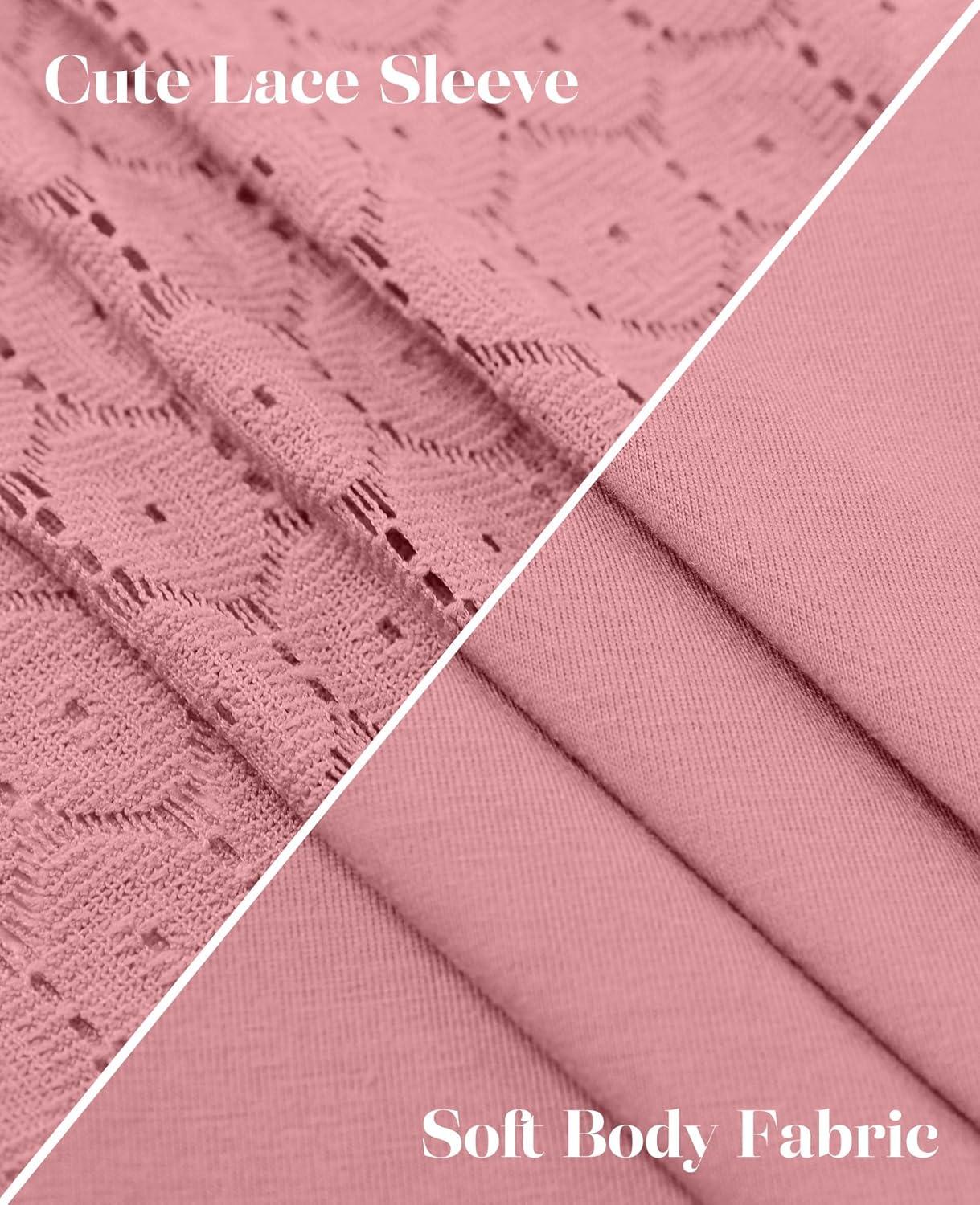 imageXIEERDUO 34 Length Sleeve Womens Tops VNeck Lace Tunic Tops Business Casual Blouses 2025Pink