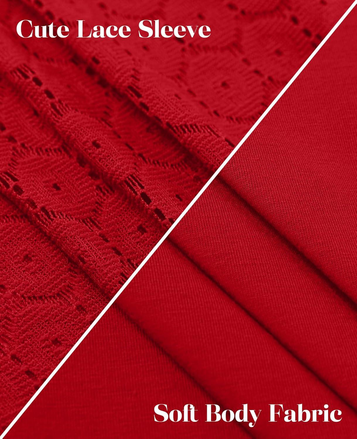 imageXIEERDUO 34 Length Sleeve Womens Tops VNeck Lace Tunic Tops Business Casual Blouses 2025Red