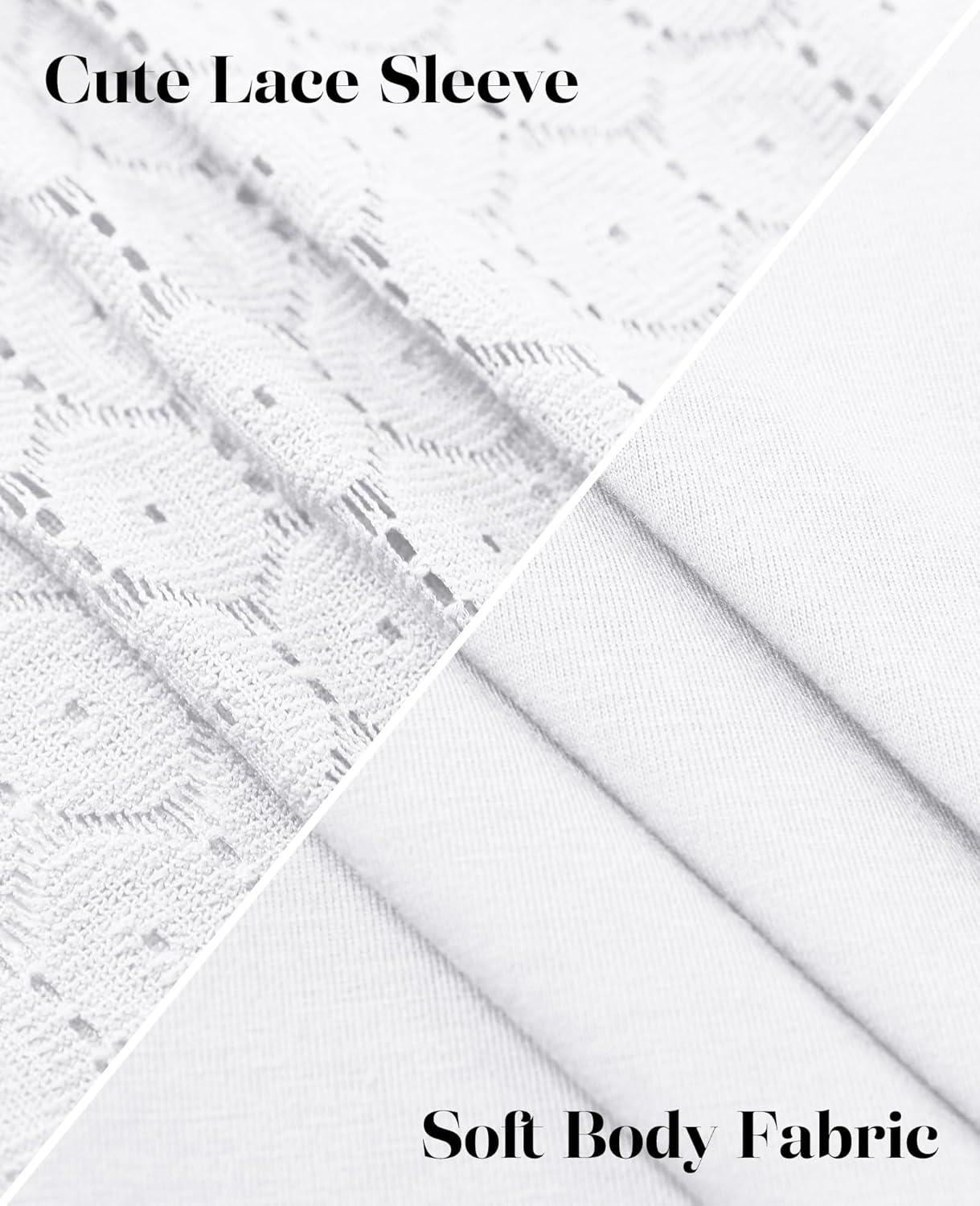 imageXIEERDUO 34 Length Sleeve Womens Tops VNeck Lace Tunic Tops Business Casual Blouses 2025White