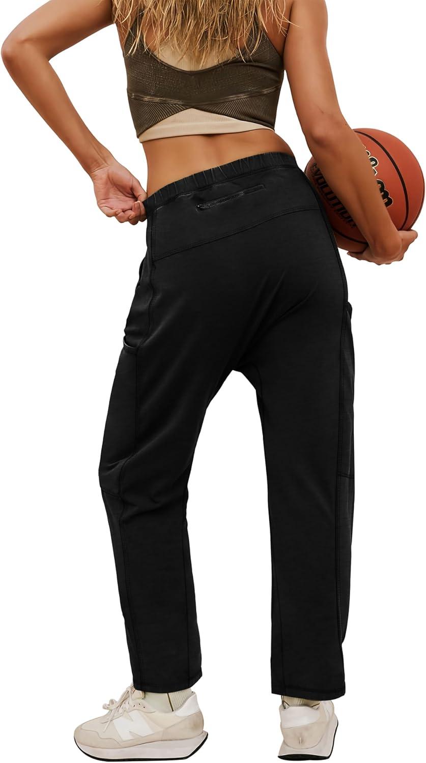 imageXIEERDUO Black Cargo Pants Women High Waisted Joggers Flowy Baggy Trousers with Side Pocket L