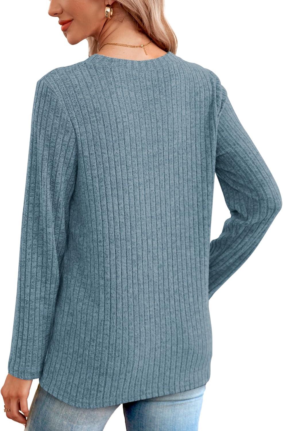 imageXIEERDUO Long Sleeve Shirts for Women Crew Neck Lightweight Casual Tunic Tops Winter Fall Fashion