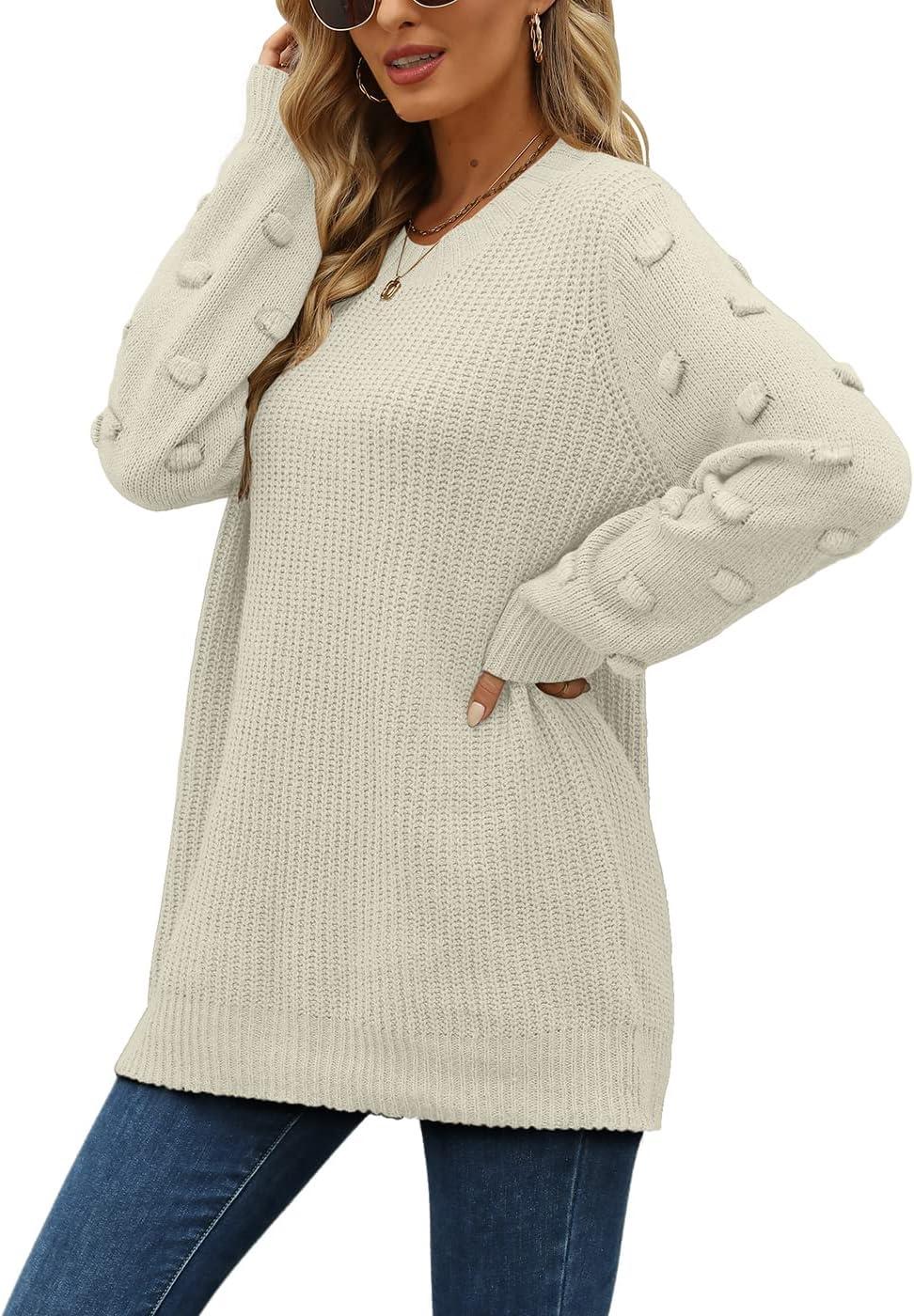 imageXIEERDUO Sweaters for Women Long Sleeve Chunky Knit Pullover Crewneck Sweatshirts