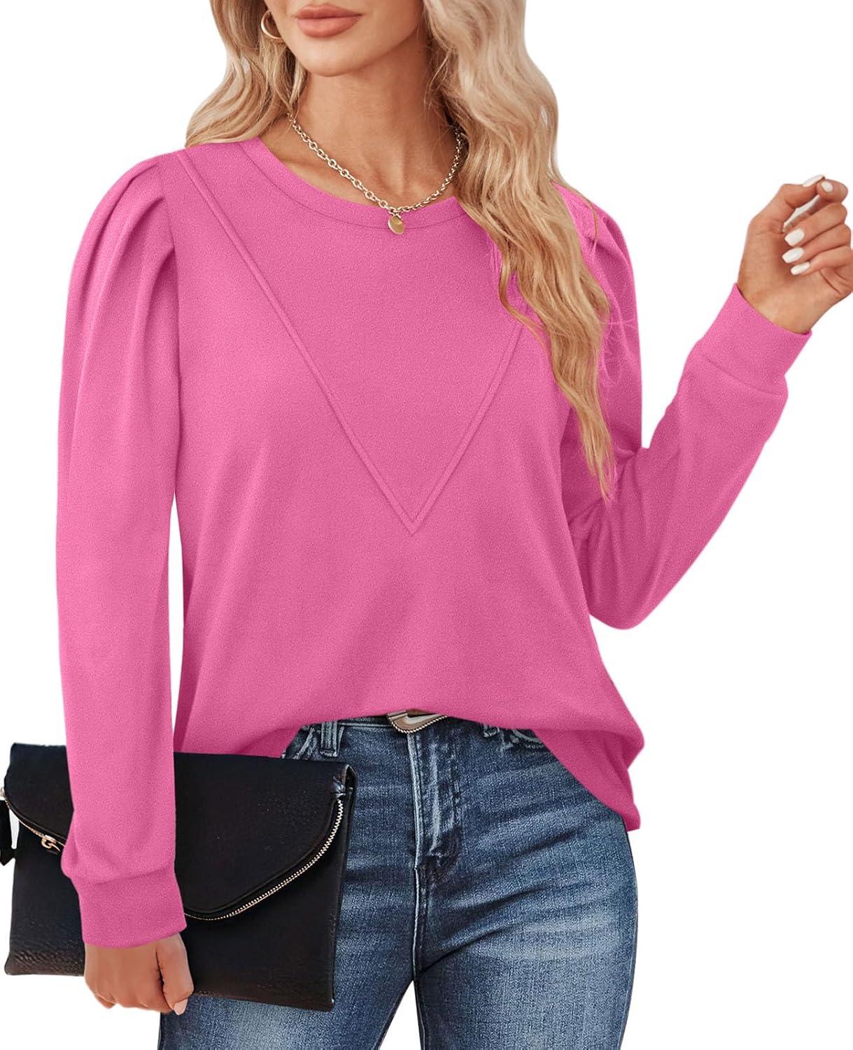 imageXIEERDUO Sweatshirts for Women Crew Neck Long Sleeve Basic Casual Tunic Tops for Leggings